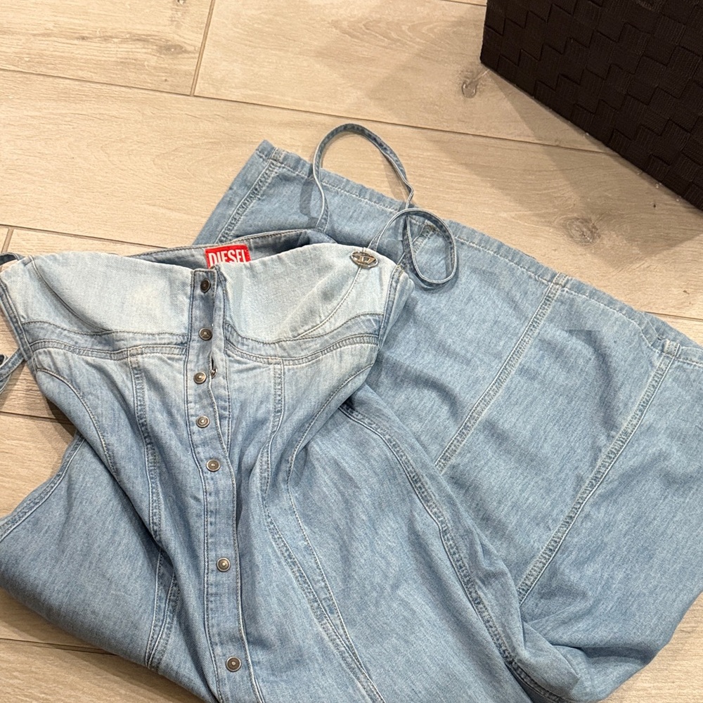 Diesel Light Blue Denim Strapless Dress
